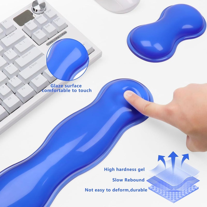 KEPUTAIER Gel Keyboard and Mouse Wrist Rest, Cute Wrist Support and Arm Support Keyboard Rest for Keyboard and Mouse Typing Pain Relief，Suitable for Office/Computer/Laptop/Gaming (Transparent Blue Set) - Image 3